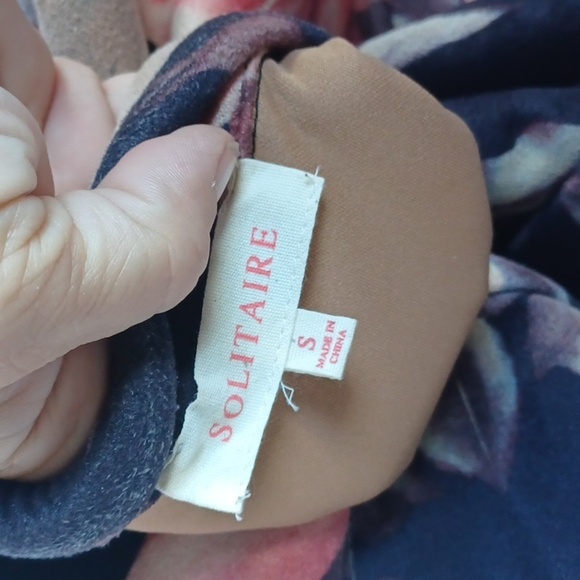 Anthropologie Solitaire Brown Floral Faux Suede Open Jacket Blazer Womens Sz S - Picture 6 of 8